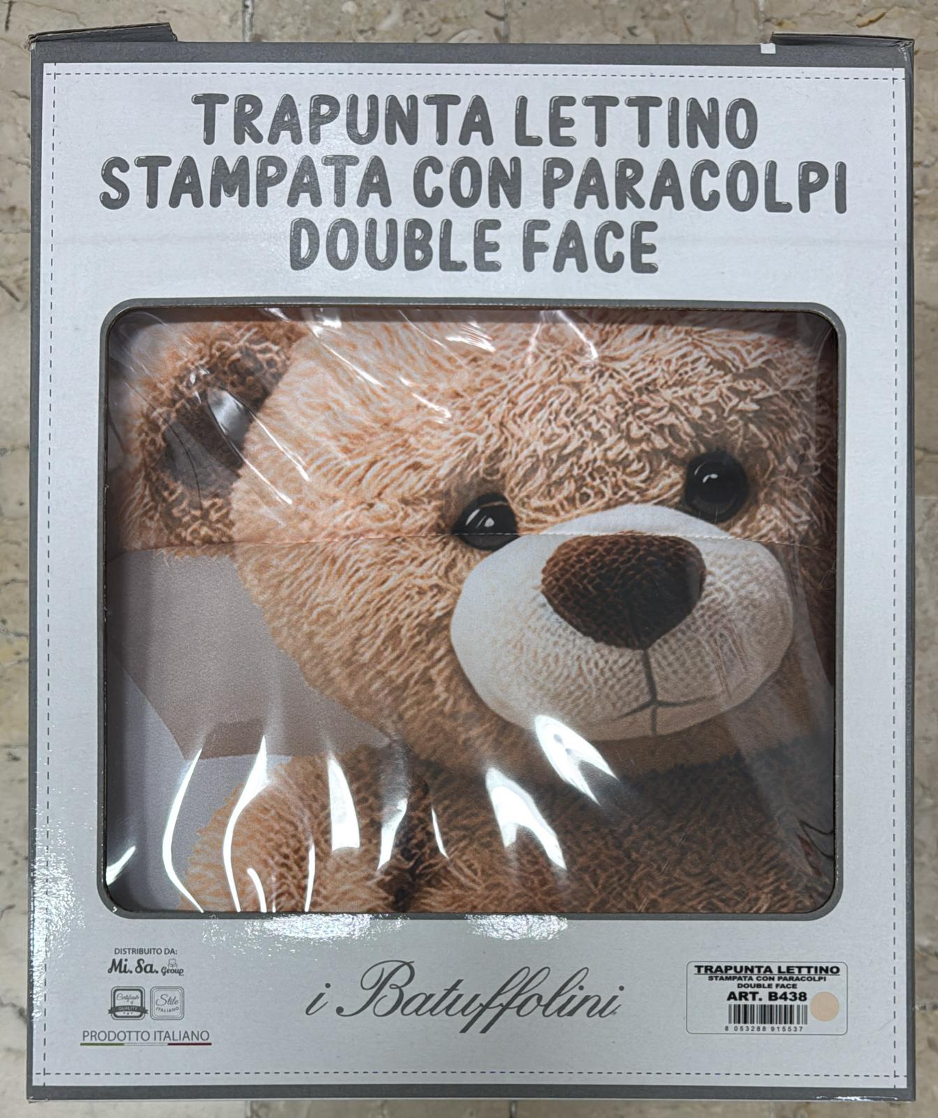 Trapunta Lettino Neonati stampata con paracolpi double face