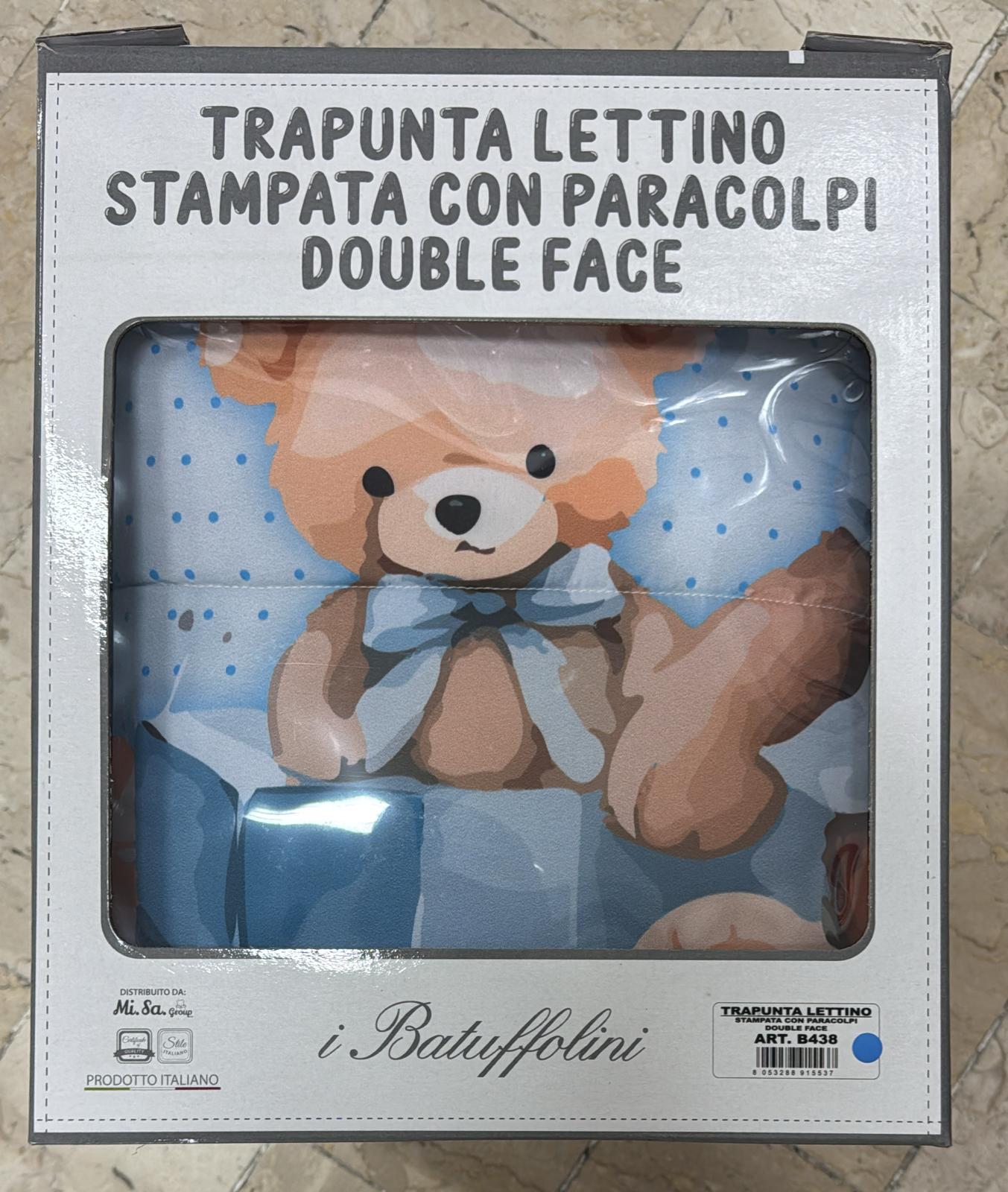 Trapunta Lettino Neonati stampata con paracolpi double face