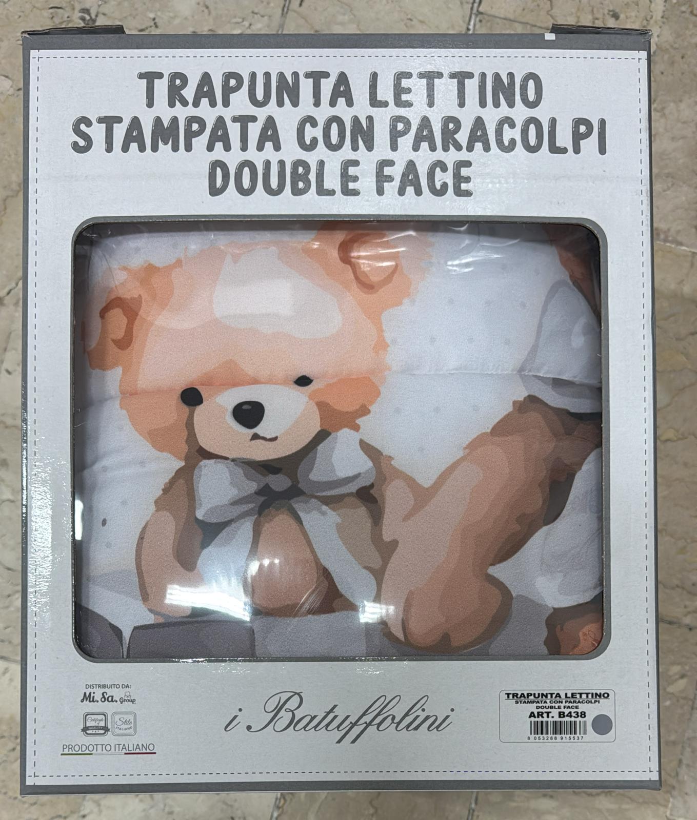 Trapunta Lettino Neonati stampata con paracolpi double face