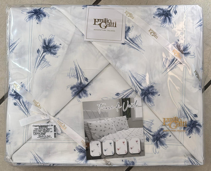 Coppia lenzuola Emilio Gatti Fiori di Vento in 100% puro cotone