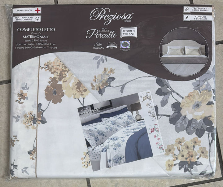 Coppia lenzuola Portovenere Preziosa in 100% cotone PERCALLE